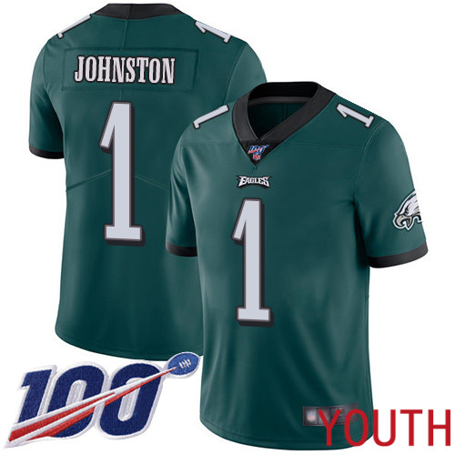 Youth Philadelphia Eagles #1 Cameron Johnston Midnight Green Team Color Vapor Untouchable NFL Jersey 1->youth nfl jersey->Youth Jersey